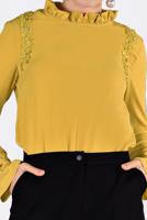 Hijab clothing ORANGE ALVINA EMBROIDERED RUFFLED COLLAR BLOUSE T 4336  