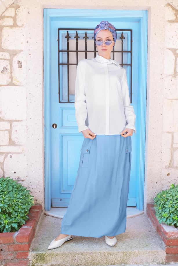 Hijab clothing WHITE ALVINA BOW-TIE BLOUSE 4372  - TRENDTESETTÜR