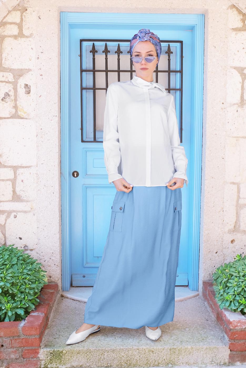Hijab clothing WHITE ALVINA BOW-TIE BLOUSE 4372 