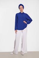 Tesettür giyim LACİVERT ALVİNA KOL DETAYLI BLUZ 4431