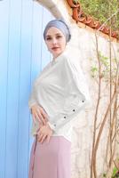 Hijab clothing CREAM SLEEVES STUDDED BLOUSE 4431