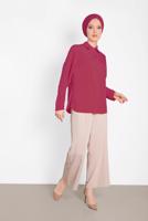 Tesettür giyim FUŞYA ALVİNA KOL DETAYLI BLUZ 4431