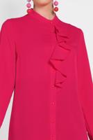 Tesettür giyim FUŞYA ALVİNA YAKASI FIRFIR DETAYLI BLUZ 4459