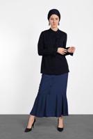 Tesettür giyim LACİVERT ALVİNA YAKASI FIRFIR DETAYLI BLUZ 4459