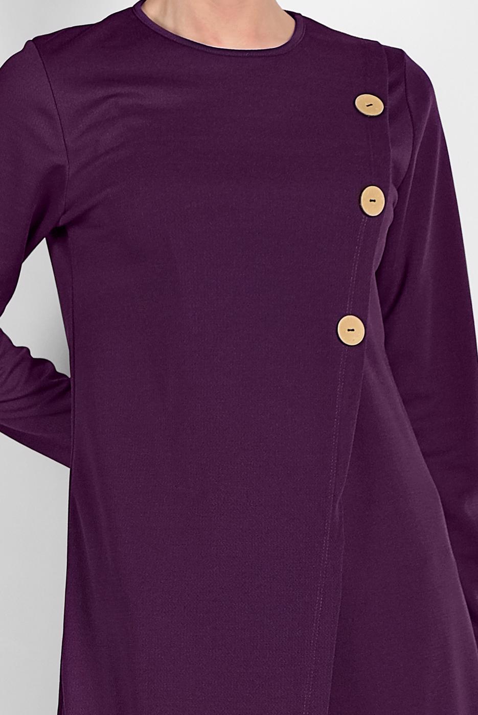 Tesettür giyim MÜRDÜM ASİMETRİK KESİM DÜĞME DETAYLI TUNİK 4616