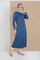 Vêtements hijab BLEU TUNIQUE ASYMÉTRIQUE BOUTONNÉE 4616 