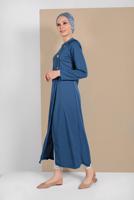Vêtements hijab BLEU TUNIQUE ASYMÉTRIQUE BOUTONNÉE 4616 