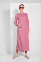 Tesettür giyim PUDRA ASİMETRİK KESİM DÜĞME DETAYLI TUNİK 4616