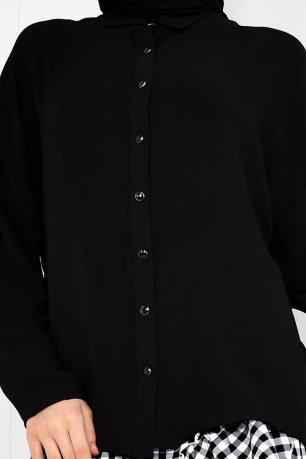 Hijab clothing BLACK ALVINA CLASSIC BLOUSE 4887 - TRENDTESETTÜR