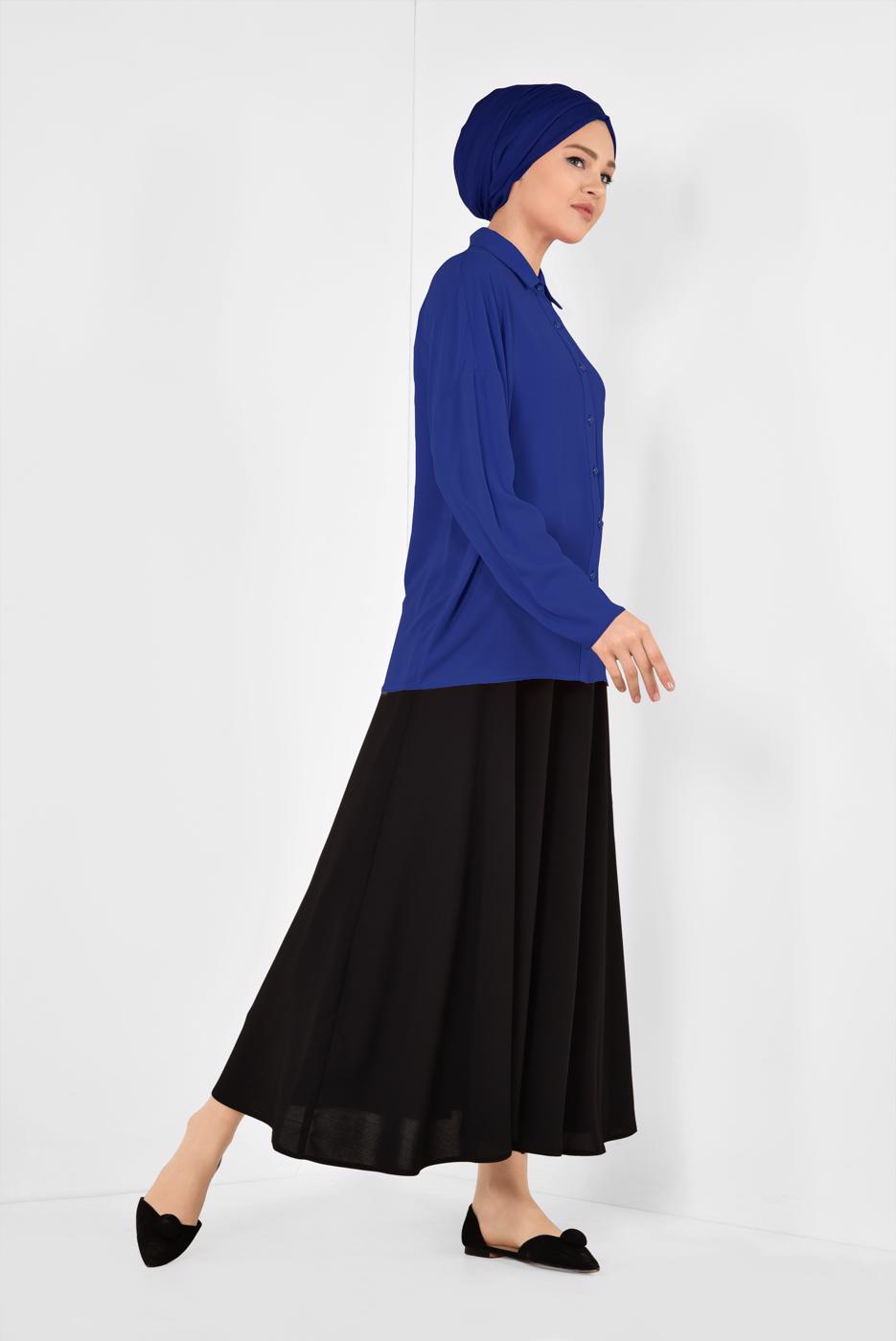 Tesettür giyim LACİVERT ALVİNA KLASİK BLUZ 4887