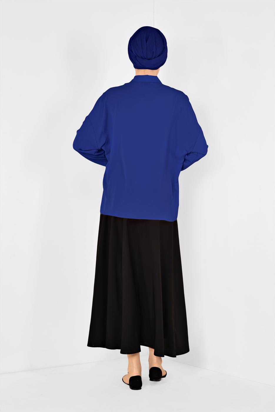 Tesettür giyim LACİVERT ALVİNA KLASİK BLUZ 4887