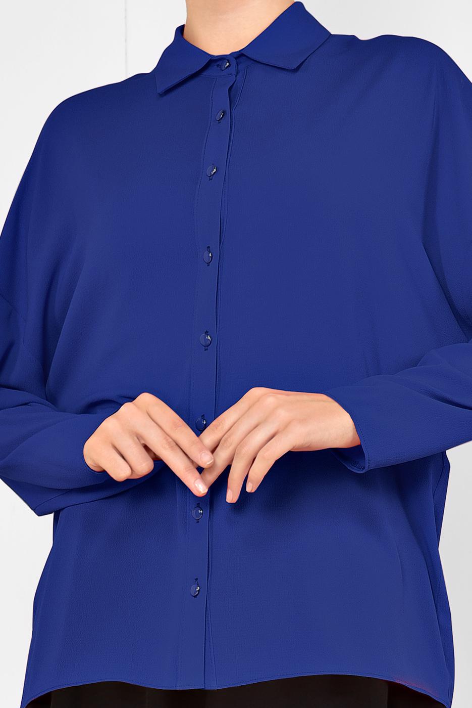 Tesettür giyim LACİVERT ALVİNA KLASİK BLUZ 4887