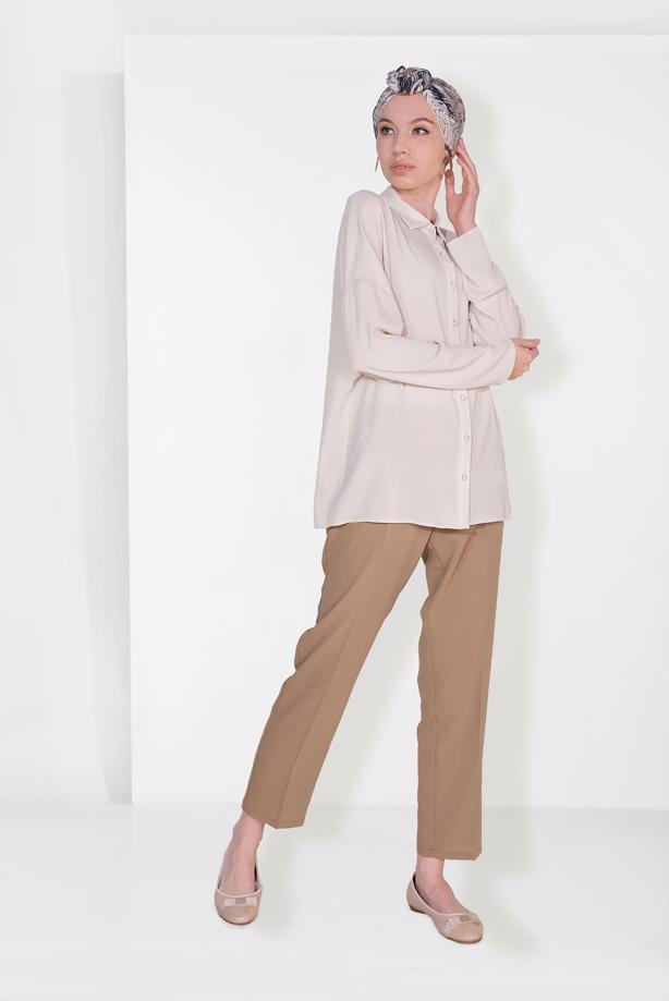 Hijab clothing ECRU ALVINA CLASSIC BLOUSE 4887 - TRENDTESETTÜR