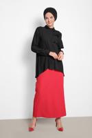 Tesettür giyim SİYAH ALVİNA FIRFIR DETAYLI BLUZ 4917