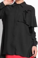 Tesettür giyim SİYAH ALVİNA FIRFIR DETAYLI BLUZ 4917