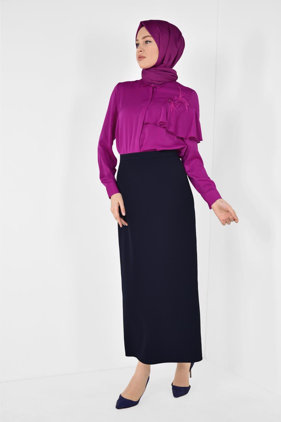 Hijab clothing FUCHSIA ALVINA RUFFLED BLOUSE 4917 
