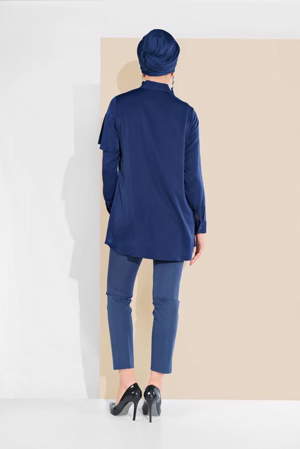Hijab clothing NAVY BLUE ALVINA RUFFLED BLOUSE 4917  - TRENDTESETTÜR