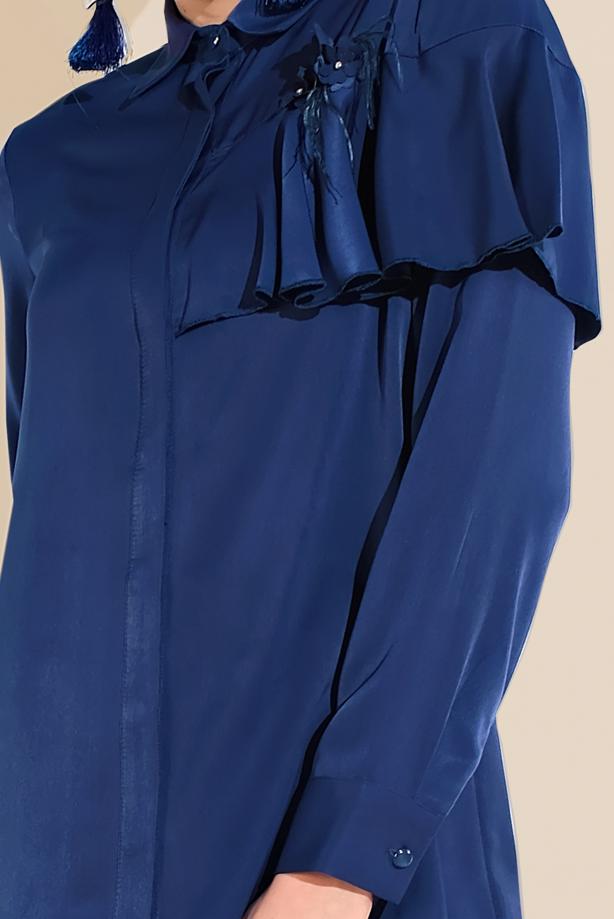 Hijab clothing NAVY BLUE ALVINA RUFFLED BLOUSE 4917  - TRENDTESETTÜR
