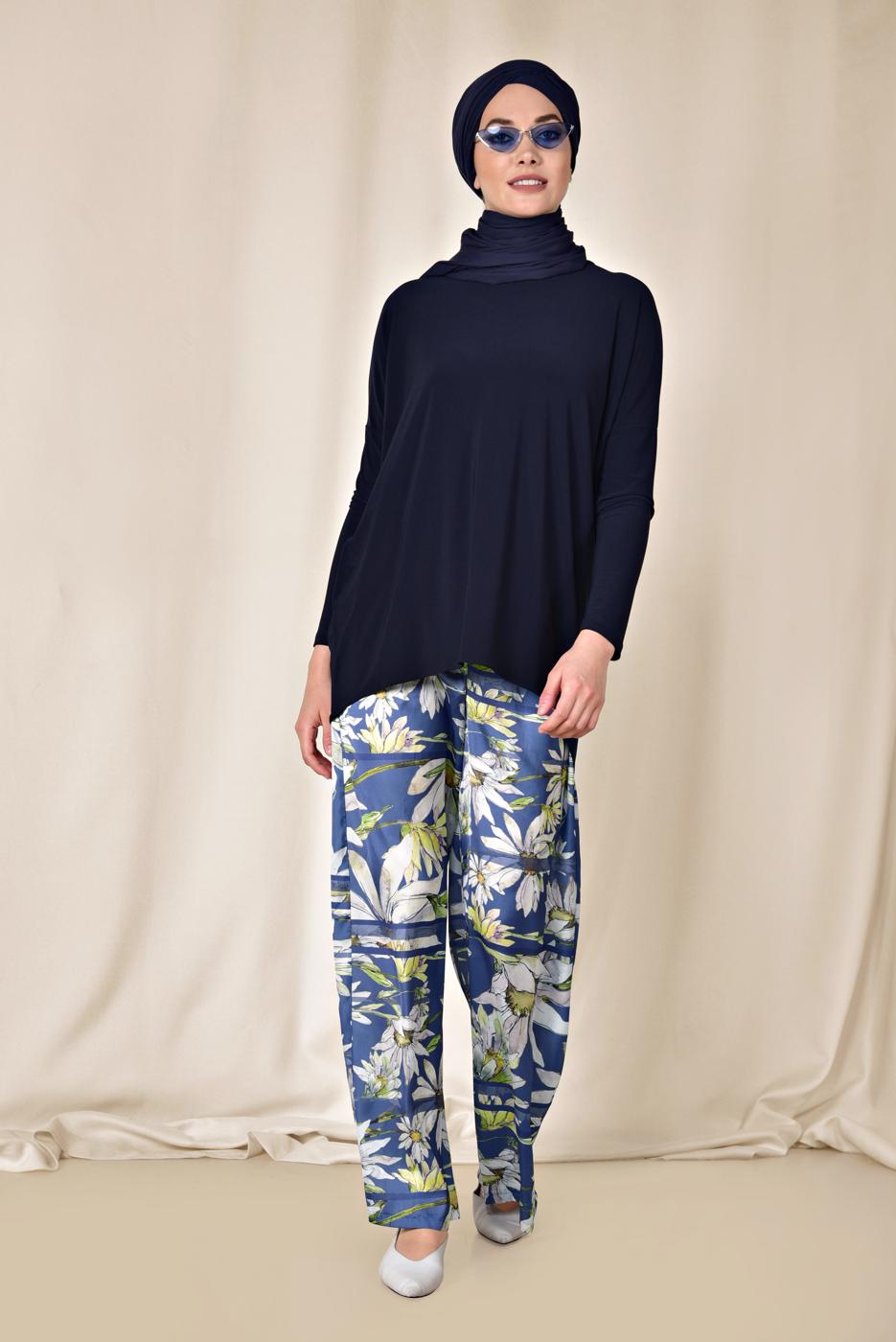 Tesettür giyim LACİVERT ALVİNA SALAŞ BLUZ 4919