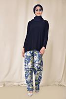 Tesettür giyim LACİVERT ALVİNA SALAŞ BLUZ 4919