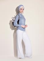 Tesettür giyim MAVİ ALVİNA ÇITÇIT DÜĞMELİ DENİM BLUZ 4956