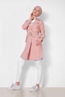 Tesettür giyim PUDRA DÜĞMELİ KEMERLİ GİY ÇIK 4057 