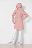 Tesettür giyim PUDRA DÜĞMELİ KEMERLİ GİY ÇIK 4057 