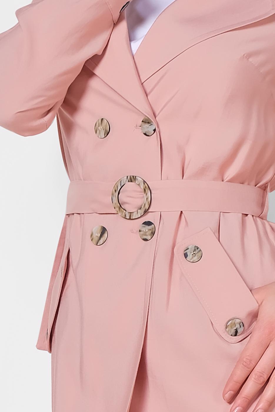 Tesettür giyim PUDRA DÜĞMELİ KEMERLİ GİY ÇIK 4057 