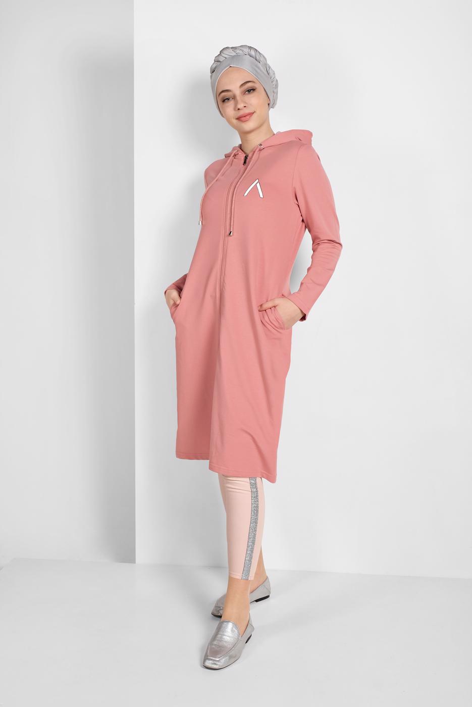 Vêtements hijab POUDRE VESTE ZIPPÉE À CAPUCHE 65815 