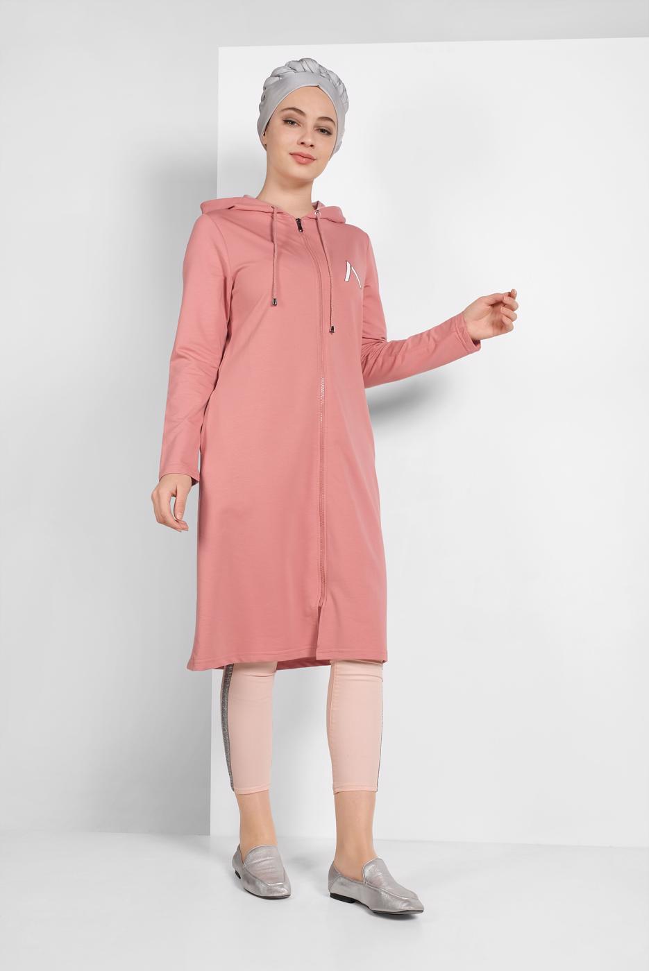 Vêtements hijab POUDRE VESTE ZIPPÉE À CAPUCHE 65815 