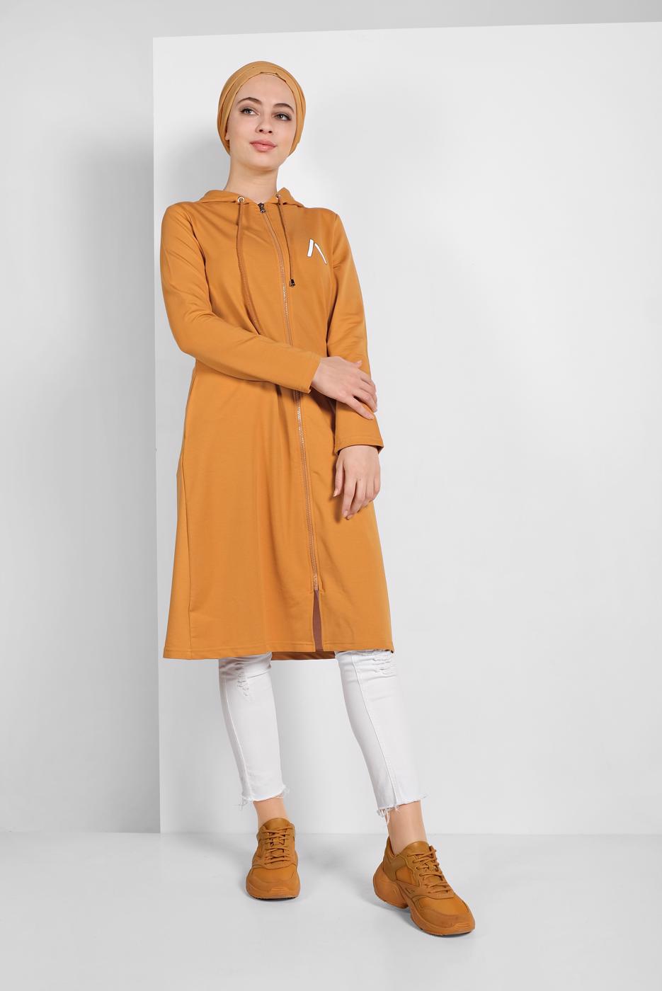 Vêtements hijab JAUNE VESTE ZIPPÉE À CAPUCHE 65815 