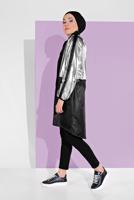 Tesettür giyim SİYAH HOLOGRAM DETAYLI FERMUARLI CEKET 0352