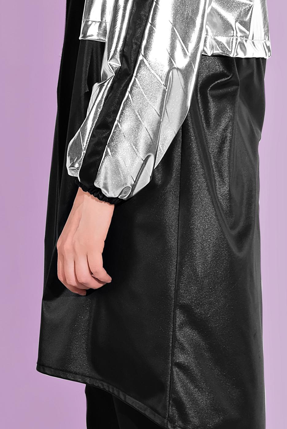 Tesettür giyim SİYAH HOLOGRAM DETAYLI FERMUARLI CEKET 0352