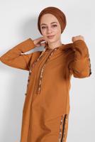 Vêtements hijab ORANGE VESTE SPORT ZIPPÉE À CAPUCHE 0929 