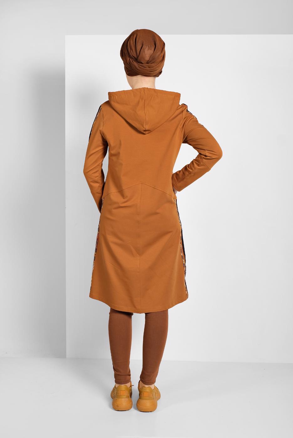 Vêtements hijab ORANGE VESTE SPORT ZIPPÉE À CAPUCHE 0929 