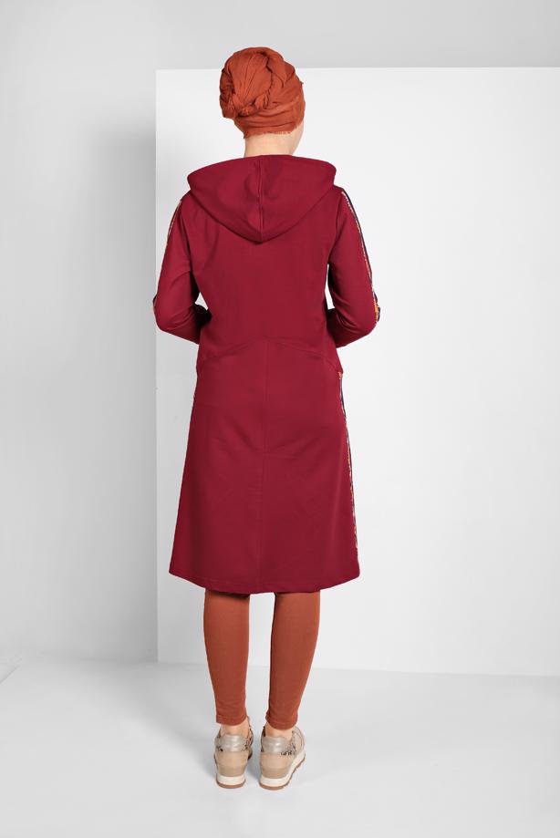 Tesettür giyim BORDO KAPÜŞONLU EŞOFMAN CEKET 0929 - TRENDTESETTÜR