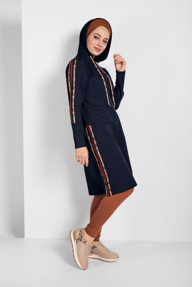 Tesettür giyim LACİVERT KAPÜŞONLU EŞOFMAN CEKET 0929 - TRENDTESETTÜR