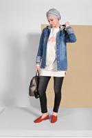 Hijab clothing BLUE HOODIE DENIM JACKET 1007 