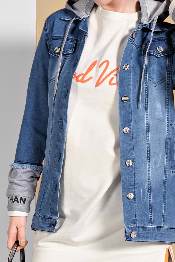 Vêtements hijab  HOODIE DENIM JACKET 1007  - TRENDTESETTÜR