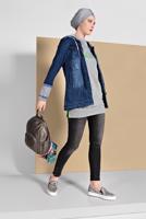 Tesettür giyim LACİVERT PARÇA DETAYLI KAPÜŞONLU DENİM CEKET 1007