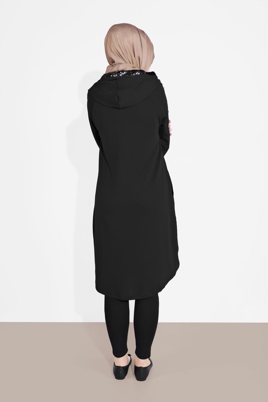 Vêtements hijab NOIR VESTE SPORT EMBELLIE 1506 