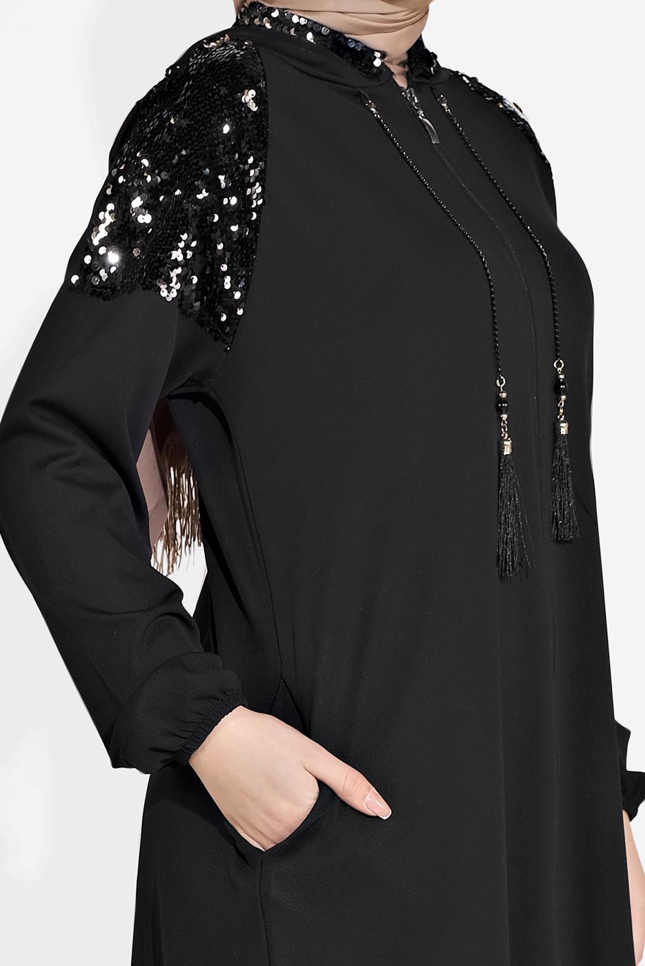 Vêtements hijab NOIR VESTE SPORT EMBELLIE 1506 