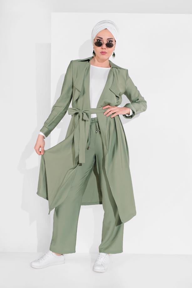 Hijab clothing  BELTED OPEN-FRONT JACKET 1875  - TRENDTESETTÜR