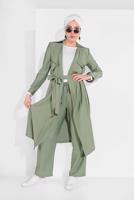 Hijab clothing KHAKI BELTED OPEN-FRONT JACKET 1875 