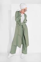 Hijab clothing KHAKI BELTED OPEN-FRONT JACKET 1875 