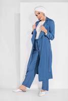 Vêtements hijab BLEU MARINE IMPERMÉABLE AVEC CEINTURE 1875