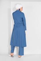 Vêtements hijab BLEU MARINE IMPERMÉABLE AVEC CEINTURE 1875