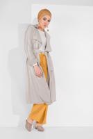 Hijab clothing BEIGE BELTED OPEN-FRONT JACKET 1875 