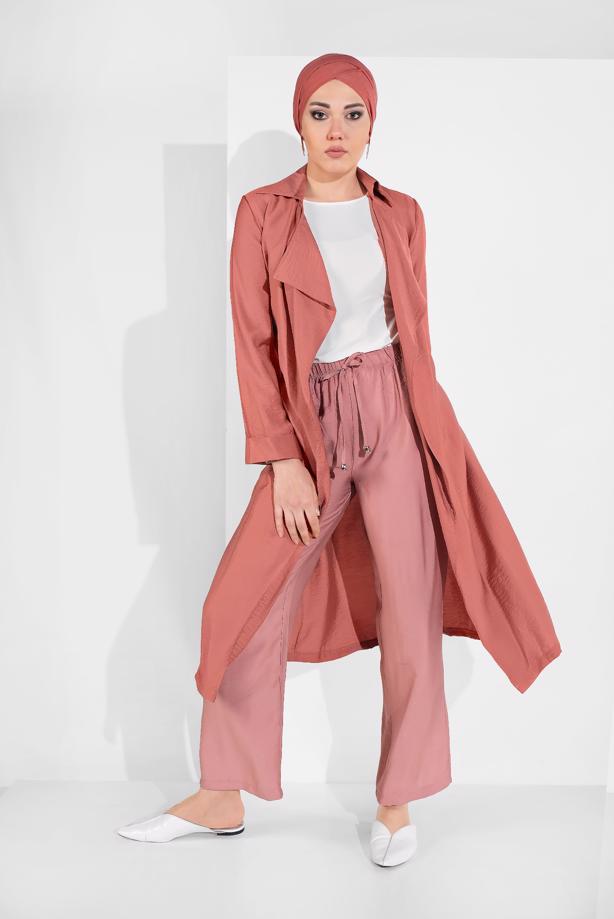 Hijab clothing  BELTED OPEN-FRONT JACKET 1875  - TRENDTESETTÜR