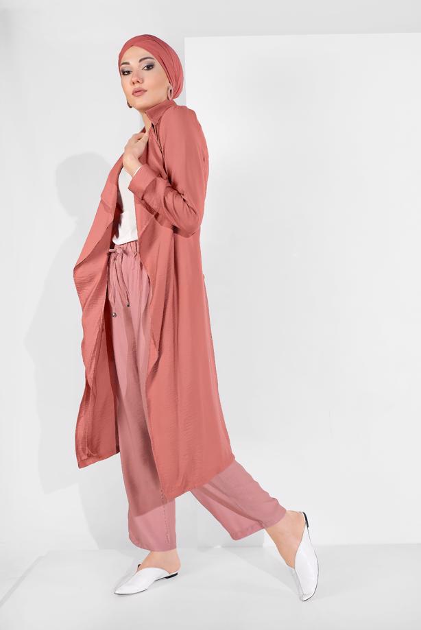 Hijab clothing  BELTED OPEN-FRONT JACKET 1875  - TRENDTESETTÜR
